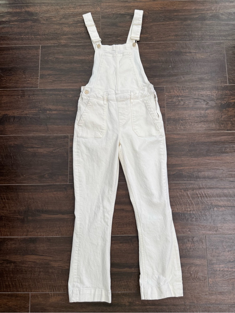 PAIGE Claudine Overall White Blank Canvas Denim Bib Utility Size 25